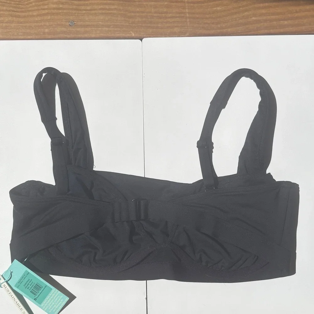 Sea Level Swim Essentials Square Neck Bikini Top Black US 12 NEW